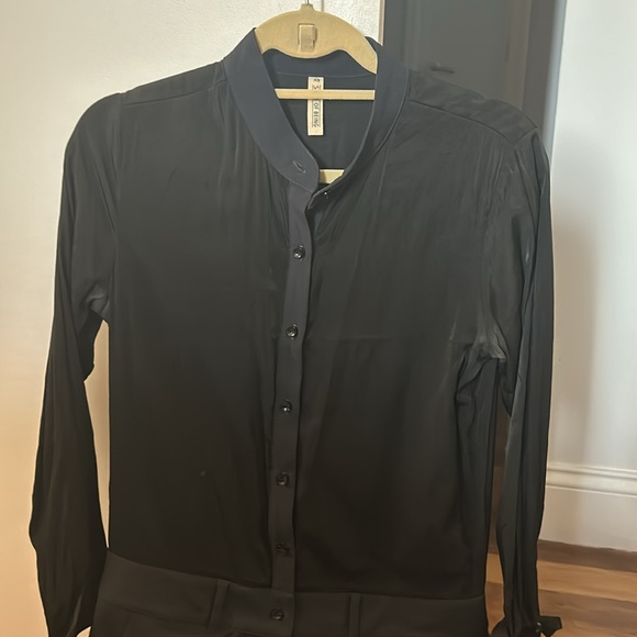 Tuxedo Style Button Down Shorts Romper - Black and Navy Size XS! - Picture 2 of 4